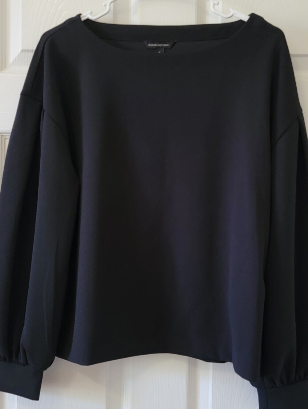 Banana Republic bell sleeve stretchy blouse, black, size small
